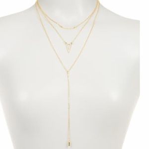 Sterling Forever layered 14K plated necklace with charm detail on each tier